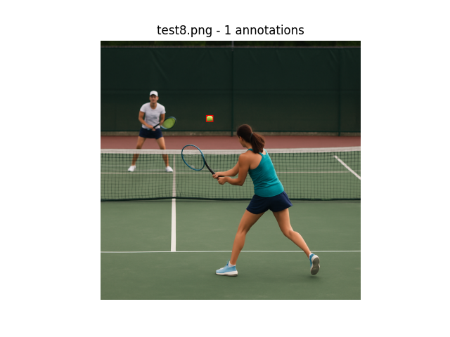 Tennis rally with ball visible